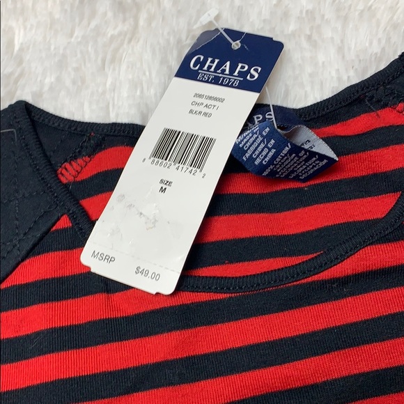 NWT CHAPS Red Black Striped Top SMALL - Picture 8 of 8